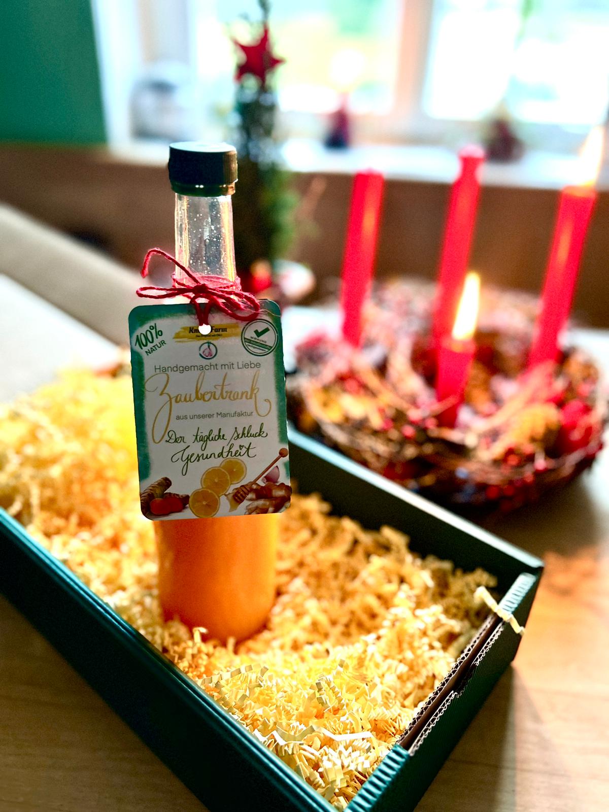 Zaubertrank - Knobi-Zitronen-Kur 1 große Fl. f. 30 Tage - mit Honig in einer Geschenkbox - Geschenk